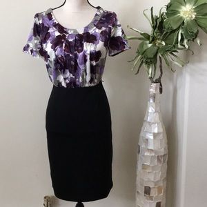 Floral faux silk dress